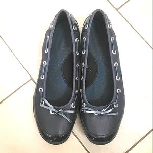 Clarks Black Leather Flat Shoes Size Size 5
